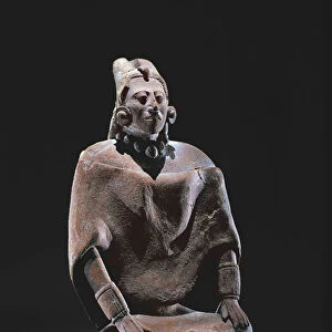 Figure of a mayan seated king, from the Isle of Jaina (earthenware)