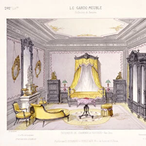 French design for an interior of a bedroom in Neo Greek style from Le Garde-Meuble
