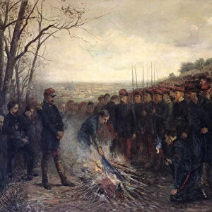 General Lapasset (1817-75) burning his flags, 26th October 1870, 1882 (oil on canvas)