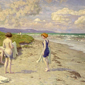Girls Preparing to Bathe on the Beach