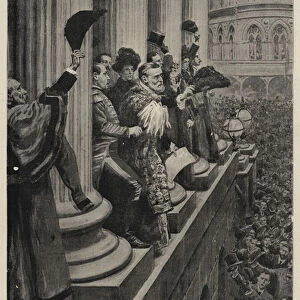"God save the King", the Scene at the Mansion House after the Proclamation (litho)