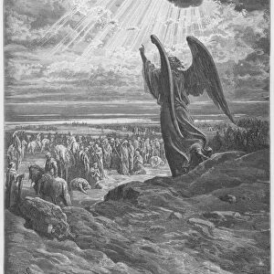 Gustave Dore Bible: The Angel appearing to Joshua (engraving)