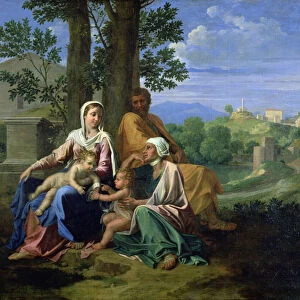 The Holy Family with SS. John, Elizabeth and the Infant John the Baptist (oil on canvas)