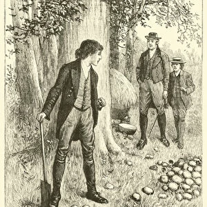 Horatio Nelson working on his fathers garden (engraving)