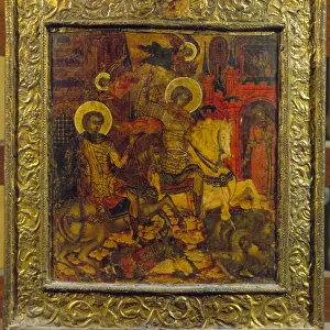 Icon depicting St. George and St. Demetrius, c. 1676 (tempera on panel)