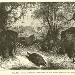 Ideal American Landscape of the Later Pleistocene Period (engraving)