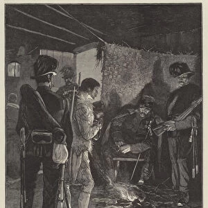 Insurrection in the Herzegovina, bringing in a Prisoner to an Austrian Gendarme Station (engraving)