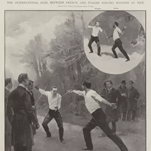 The International Duel between French and Italian Fencing Masters at Nice (litho)