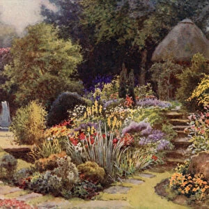The Japanese Garden, Rufford Abbey (colour litho)