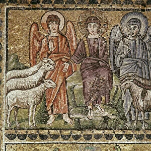 Jesus separates the sheep from the goats (Detail of mosaics, 6th century)