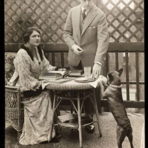 Julie Opp and William Faversham with their Boston Terrier, 1914 (silver gelatin print)
