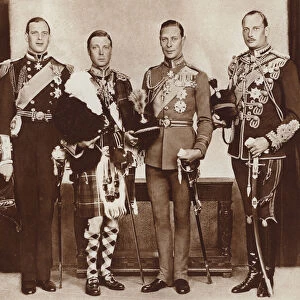King Edward VIII (second left) and his brothers (b / w photo)