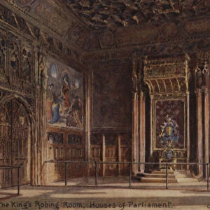 The Kings Robing Room, Houses of Parliament (colour litho)