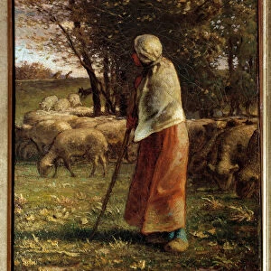 La petite bergere Painting by Jean Francois Millet (1814-1875) 19th century Sun