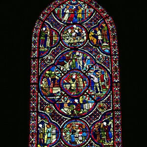 Lancet window depicting the Parable of the Prodigal Son (stained glass)