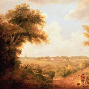 Landscape with house, 18th century (oil on canvas)