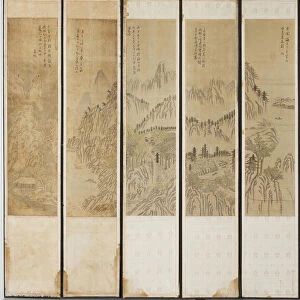 Landscape Scenes, Choson dynasty (ink & w / c on wood, silk & paper)
