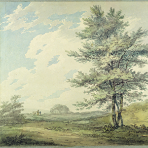 Landscape with Trees and Figures, c. 1796 (w / c over graphite on paper)
