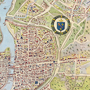 Detail of the Left Bank, from the map of Paris c. 1540, known as the
