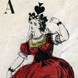 Letter A: Ace of spades. Engraving in "Alphabet masquerade". New Epinal imaging