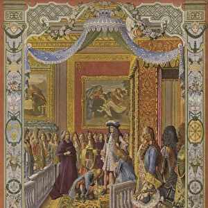 The lever of King Louis XIV (colour litho)