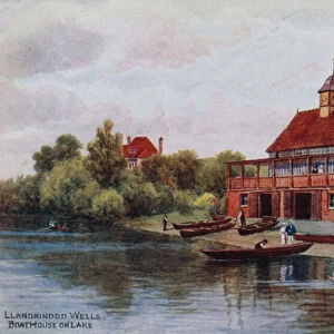 Llandrindod Wells, Boat House on Lake (colour litho)
