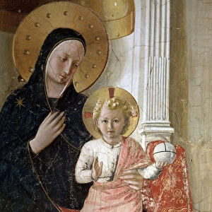 The Madonna of Shadows. Detail, the aureole of Jesus Christ is marked with a cross