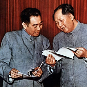Mao and Zhou Enlai (or Chou En-Lai (En Lai) or Cheou Ngen-Lai (Ngen lai) or Chu En Lai