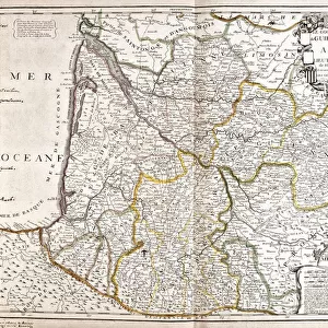 Map of Guyenne and Gascogne (Sout west of France) (Engraving, 1717)
