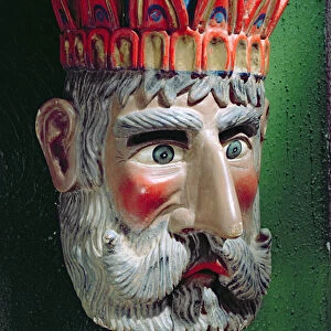 Mask of a king magus used in processions to celebrate the feast of the Epiphany in Mexico