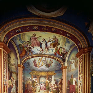 The Nativity, flanked by St. Mary Magdalene and St. John the Evangelist, c. 1842 (fresco)