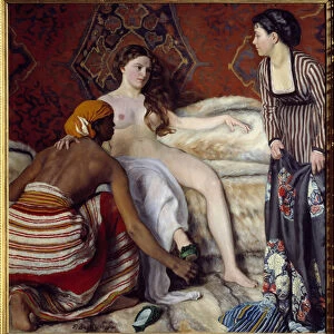 Orientalism: "The toilet"A young white woman assisted by her two