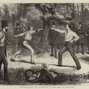 Parisian Duels, an Encounter in the Bois de Boulogne (engraving)