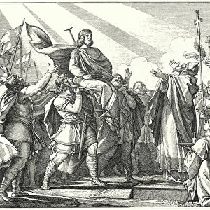 Pepin the Short proclaimed King of the Franks, 751 (engraving)