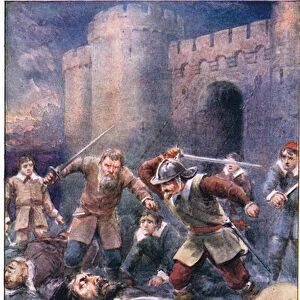 The Pilgrims destroy Doubting Castle, from The Pilgrims Progress published by John F Shaw & Co, c. 1900s (colour litho)