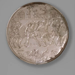 Plate with the Battle of David and Goliath, 629-30 (silver)