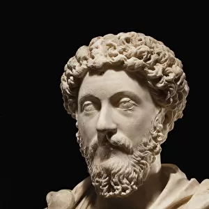 Portrait bust of Emperor Marcus Aurelius, c. 170-180 AD (marble) (see also 2819511-13)