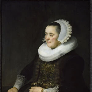 Portrait of a Dutch bourgeois woman wearing a ruff and a headdress. (Painting, 1633)