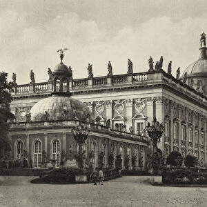 Potsdam, Neues Palais; New Palace (b / w photo)