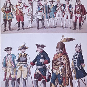 Prussian Grenadiers of the time of Frederick the Great (colour litho)
