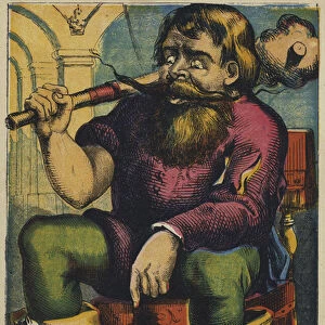 Puss Calls on the Ogre (colour litho)