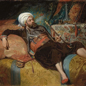 A Reclining Turk Smoking a Hookah, 1844 (oil on canvas)