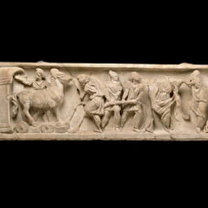 Sarcophagus lid with relief of the Trojan War - Sack of Troy