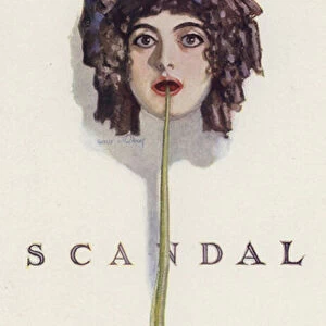 Scandal: snake coming out of the mouth of a woman (colour litho)