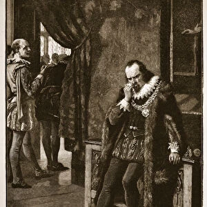 Sir Francis Bacon waiting an audience of Buckingham, illustration from Cassell