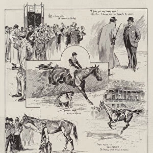 Sketches at the Liverpool Grand National Steeplechase (engraving)