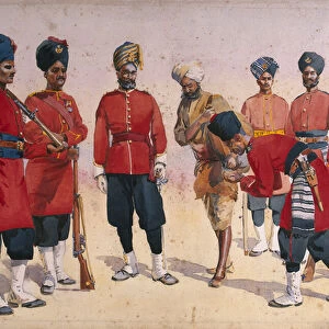 Soldiers of the Rajput Regiment, illustration for Armies of India by Major G. F