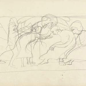 Study for Decorative Panel: Worshippers, for the Cave of the Golden Calf (graphite