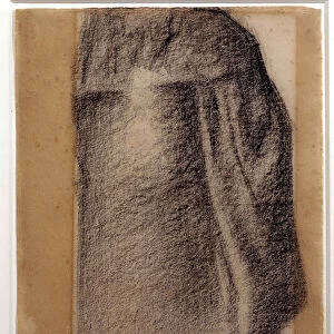 Study of skirt for a Sunday at the Grande Jatte Drawing a black chalk by Georges Seurat