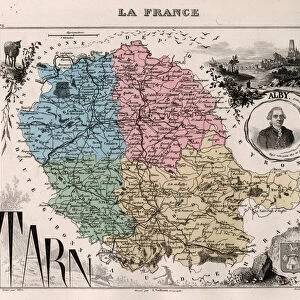 Tarn (Tarn, 81), Midi-Pyrenees (Midi Pyrenees) - France and its Colonies. Atlas illustrates one hundred and five maps from the maps of the depot of war, bridges and footwear and the Navy by M. VUILLEMIN. 1876